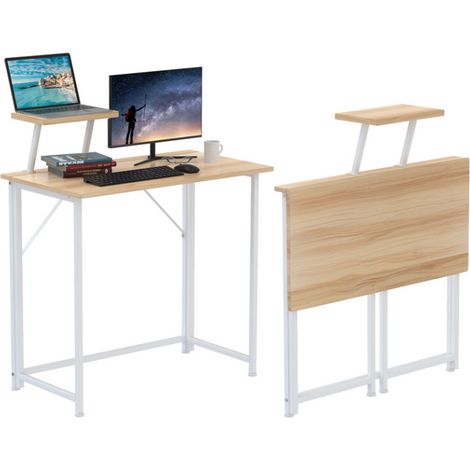 Haloyo® Scrivania portatile regolabile per laptop con supporto e funzione pieghevole, design moderno e pratico per casa o ufficio, 80 x 45 x 74 cm, marrone (1/5)
