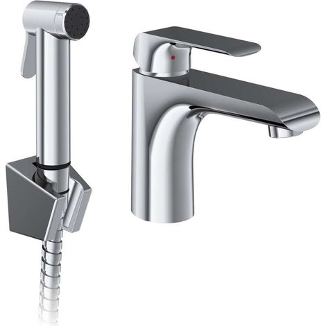 Ravak Flat - Grifo de lavabo con ducha de bidé, cromo X070438