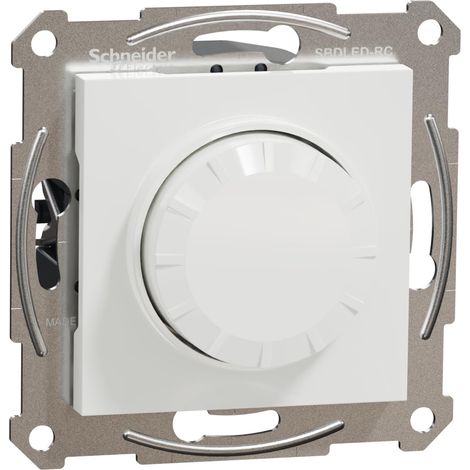 Schneider Electric Asfora EPH6870121D - Interruttore dimmer girevole per lampade a LED, 230 V, 0 – 370 W, a incasso, sezione fase, bianco (1/5)