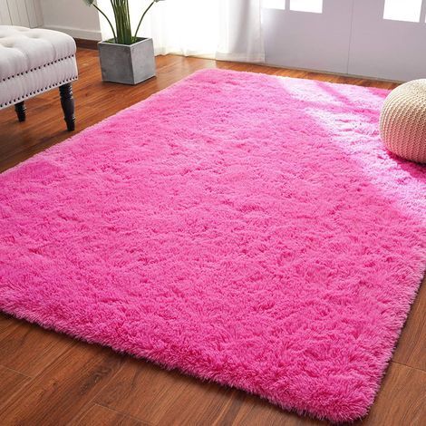 Hellrosa, flauschiger Teppich, 60 x 90 cm, weicher Plüsch, für Kinderzimmer/Wohnzimmer/Studentenwohnheim/Weihnachtsdekoration (1/5)