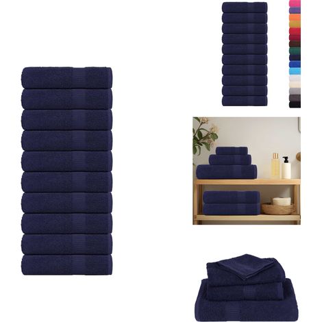 Serviettes de douche 10 pcs bleu marine 70x140 cm 100% coton - Serviette De Douche - Serviettes De Douche - Serviette - Serviette De Bain (1/5)