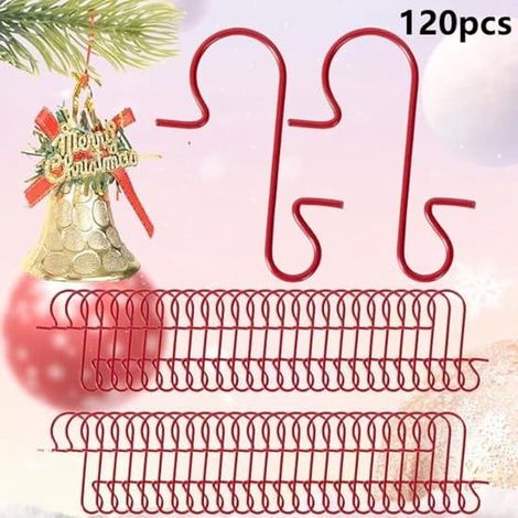 120 crochets en S rouges, en métal, adaptés à la décoration de sapin de Noël, 3,3 x 1,1 cm (1/5)