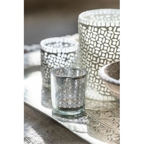 Photophore - - Argent - Verre - 7.3x7.3x8 cm - Ethnique (1/4)