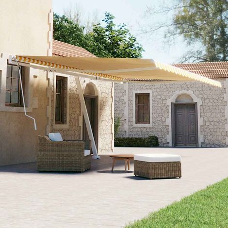 vidaXL Freestanding Manual Retractable Awning 600x300 cm Yellow/White (1/5)