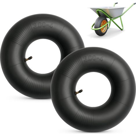Lot de 2 Chambres à Air 3.00-4 (260x85 mm) avec Valve Anglaise Courbée TR87, pour Diable, Chariot, Brouette et Remorque (1/5)