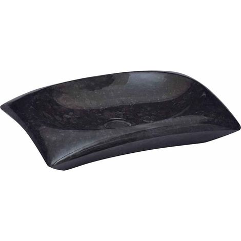 vidaXL Lavabo Noir 50x35x10 cm Marbre (1/5)