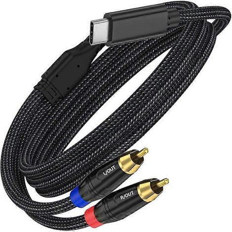 USB-C-auf-2RCA-Kabel mit vergoldeten Steckern für Heimkinoanlagen
