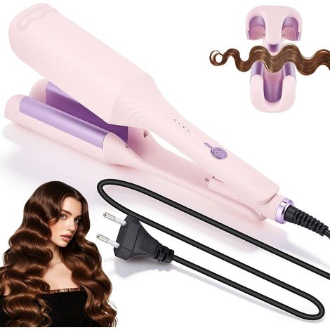 Fer à friser pour cheveux, grandes boucles, 3 fûts Beach Waves Fer à friser avec 4 températures réglables, protection contre la chaleur et sécurité de voyage, 32 mm (1/5)