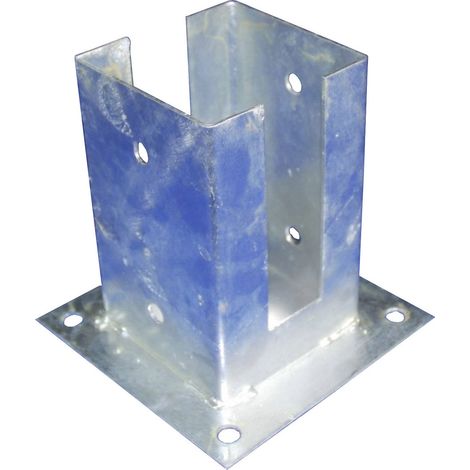 Winox – Support - Pied à fixer pour poteau rainuré 9x9 cm – Acier galvanisé – Fixation à vis ou boulon – Dimensions 150x150 mm avec 4 trous Ø 10 mm