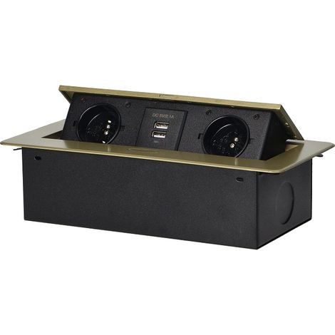 PRESA DA INCASSO 2X2P+Z, 2XUSB BORDO PIATTO IN OTTONE - ON-13109/BR (1/5)