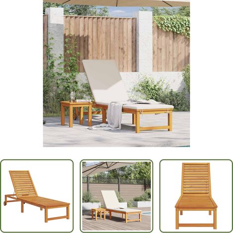 Akazienholz - Sonnenliege Braun 202 x 53 x 89 cm Massivholz Akazie (1/5)
