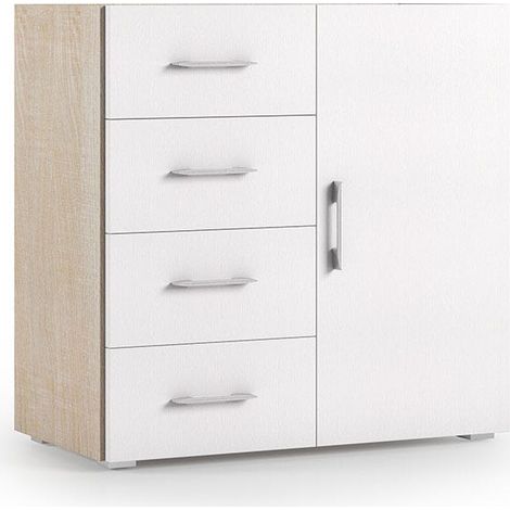 Mueble Multiusos De Roble Con Cajones Y Puerta Blanca (1/3)