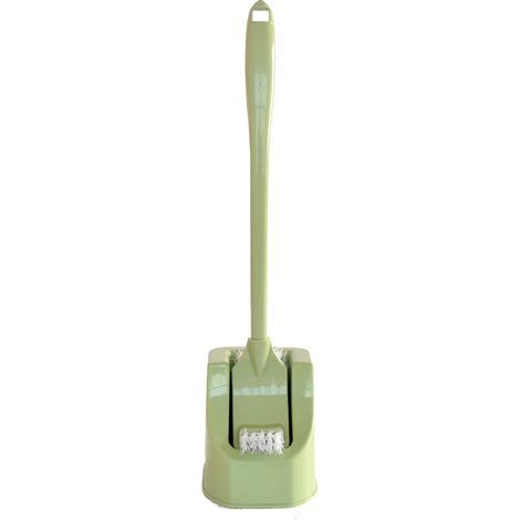 Brosse WC, balai WC, poubelle, brosse WC, porte-brosse WC, brosse WC économique à long manche avec support sanitaire.(vert) (1/5)