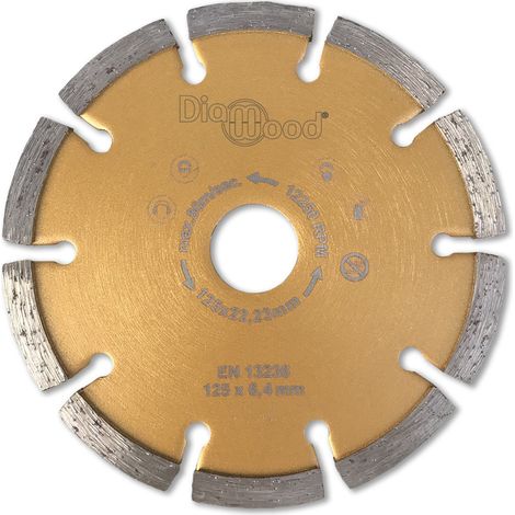 Diamwood – Disque diamant pour meuleuse 125mm – Alésage 22,23mm – Épaisseur 6,4mm – Déjointoyage rapide béton – Segments larges haute performance (1/5)