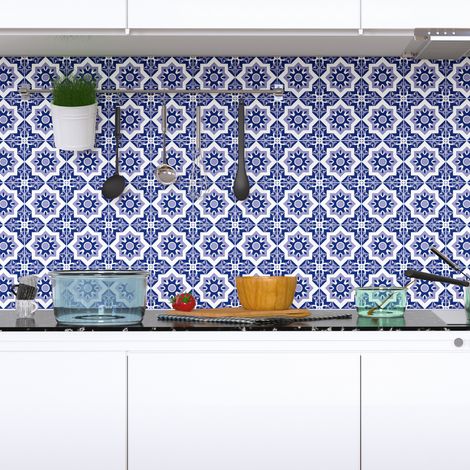Sticker Mural Carrelage adhésif Cuisine Salle de Bain - 30 STICKERS CARREAUX DE CIMENT AZULEJOS PAQUI - 30stickers20x20cm (1/5)