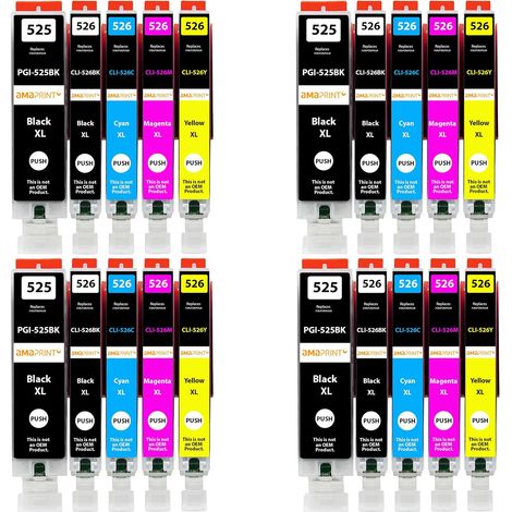 Cartouches compatibles avec Canon PGI-525 CLI-526 adaptées à Pixma IP4850 IP4950 IX6550 MG5140 MG5150 MG5240 MG5250 MG5300 MG5340 MG5350 MX715 MX885 MX895 (1/5)