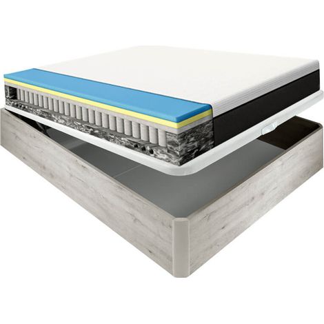 Colchón Emma 25 cm premium fresh + sommier pliant bois divers coloris hauteur 32 cm 150x200 cm - nordique
