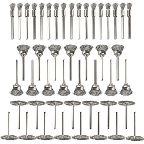 Lot de 45 brosses métalliques, queue de 3 mm, mini disques de polissage pour perceuse, kit d'outils rotatifs de nettoyage