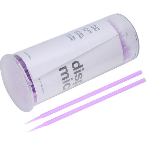 Lot de 100 brosses à dents jetables micro-applicatrices violettes, accessoire dentaire et buccal pour dentiste. (1/5)