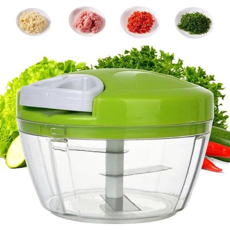 Hachoir manuel multifonction pour légumes, oignons et ail, blanc (1/2)