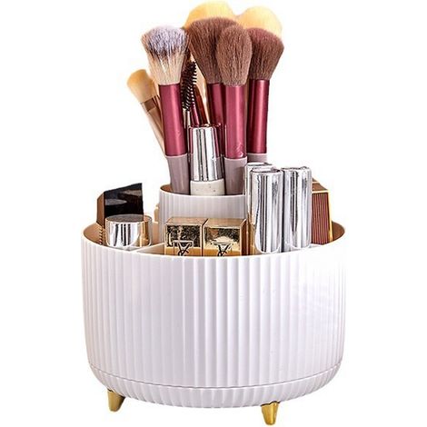 Tube de rangement rotatif pour maquillage-Compartiments bureau pour ranger rouges à lèvres,crayons à sourcils,pinceaux,cosmétiques (1/5)