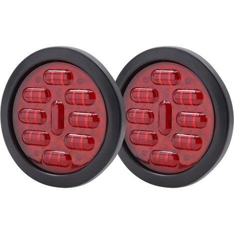 Confezione da 2 luci rotonde a LED per rimorchio con passacavo a filo, fanale posteriore universale da 24 V per rimorchio, camion, roulotte, camper, SUV, camper (rosso) (1/5)