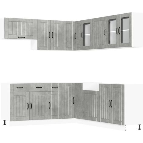 Maison Exclusive - Set Mobili da Cucina 11 pz Lucca Grigio Cemento in Truciolato