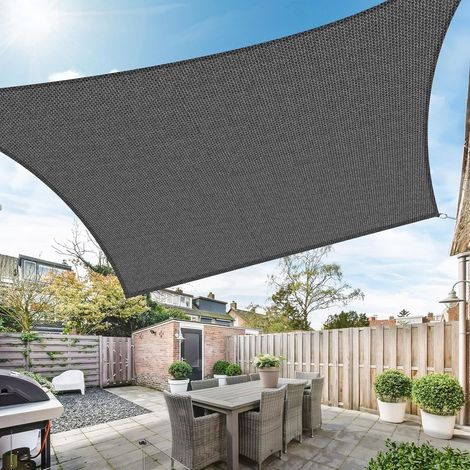 Rectangular Shade Sail 3x2.5m, 95% UV Protection, 185g/m² HDPE Shade Cloth for Outdoor Patio, Garden, Terrace, Balcony, Anthracite (1/5)