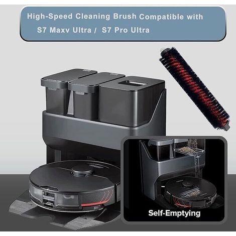 2 Pack Brosse de Nettoyage pour Roborock S7 MaxV Ultra / S7 Pro Ultra / S8 Pro Ultra, Brosse Roulante Autonettoyante Détachable à (1/3)
