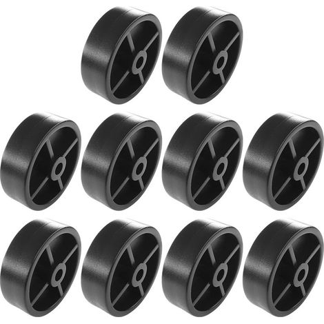 10 rotelle rigide in plastica nera da 45 mm per uso universale, ruote a puleggia per mobili, porte scorrevoli, cassetti, letti, armadi (1/3)