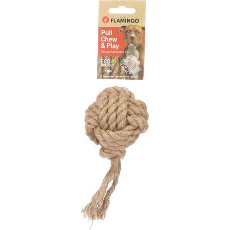 Jouet Chien - Balle nouée - Brun - 15 x 9 x 8 cm - Chanvre 100% Naturel - Hygiène Dentaire - Durable (1/4)