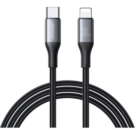 Joyroom flash series schnellladekabel usb c auf lightning 30 w 1 m - schwarz