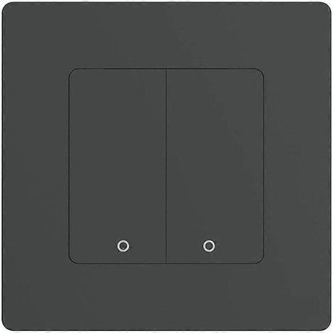 Interrupteur intelligent Tuya WiFi à 2 boutons avec variateur, noir et gris (1/5)