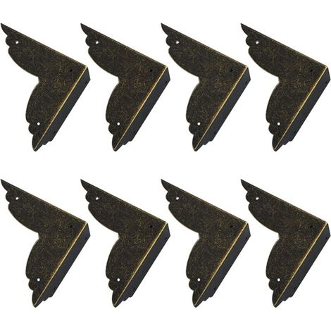Set of 8 Vintage Metal Corner Protectors for Furniture and Tables (Bronze)