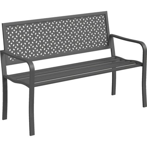 Banc Ermengarde Design Géométrique 2 Places Extérieur Gris Foncé Résistant (1/5)