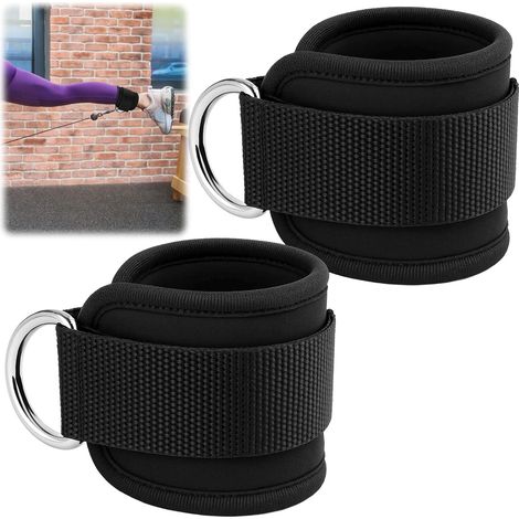 Lot de 2 sangles de cheville, bandes de résistance pour câble de fitness, entraînement pour homme et femme, réglable, avec anneau en D, pour machine à câble, salle de sport, entraînement des jambes (1/5)