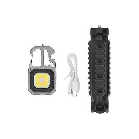 COB-Taschenlampe, 3 Leuchtmodi, wiederaufladbar, multifunktional, silber/schwarz, tragbar, mit Stativ für Camping (1/5)