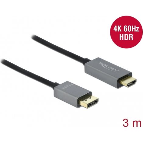 Delock Cable activo de DisplayPort 1.4 a HDMI 4K 60 Hz (HDR) 3 m