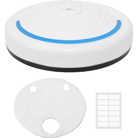 Aspirateur robot intelligent avec détection d'obstacles, silencieux et automatique, pour sols durs et tapis, blanc (1/5)
