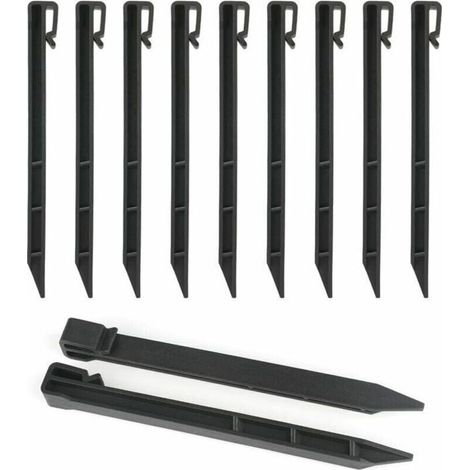 Set of 12 durable 25cm plastic garden edging borders with stakes for landscaping and boundary definition.