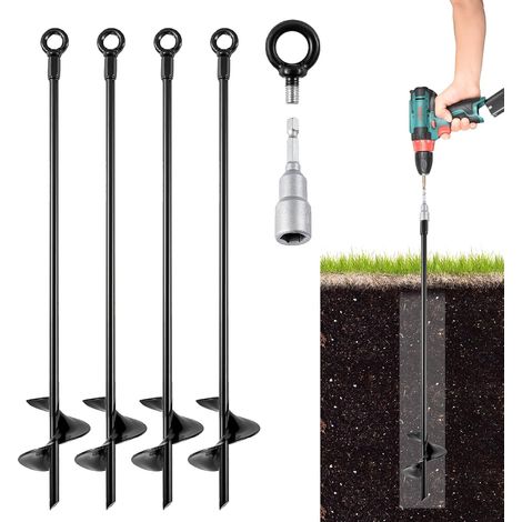 Lot de 4 Ancrage au Sol, 38,5 cm Ancrage Balancoire, Piquets d'ancrage, Fixation Trampoline Sol, Piquet Ancrage Trampoline pour Tentes, Balançoires, Auvents, Abris, Abri de Jardin (1/5)