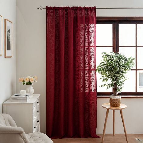 Tenda a due pannelli per terrazzo in garza rosa bordeaux, 140 x 160 cm – ideale per porte scorrevoli e porte finestre.