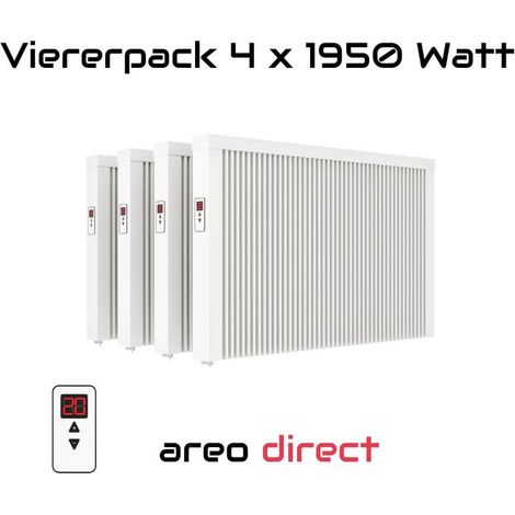 Elektroheizung Viererpack 4x 1950 Watt Flächenspeicherheizung areo direct - simples Thermostat - Appsteuerung ohne Zusatzhardware möglich von eVARMO (1/5)