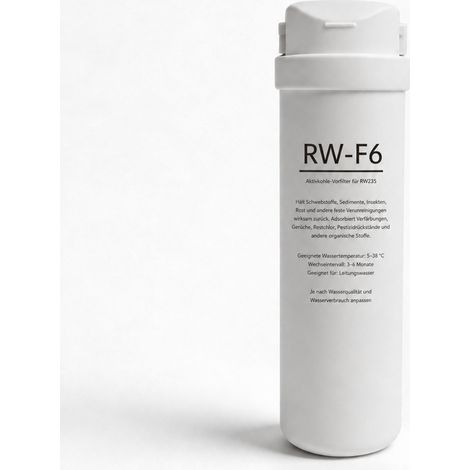 VIESTA® RW-F6 Prefiltro Original para RW235 Filtro Agua Ósmosis Inversa  Etapa 1  Prefiltro Combi Algodón Plegado + Carbón Activado  Cambio Sin Herramientas  Intervalo 6–12 Meses