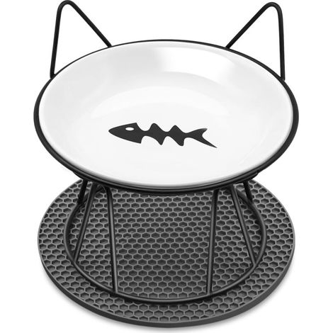 Gamelle Chat Surélevée - Bols en Céramique avec Support en Métal Antidérapant pour Chats et Petits Chiens (1/5)