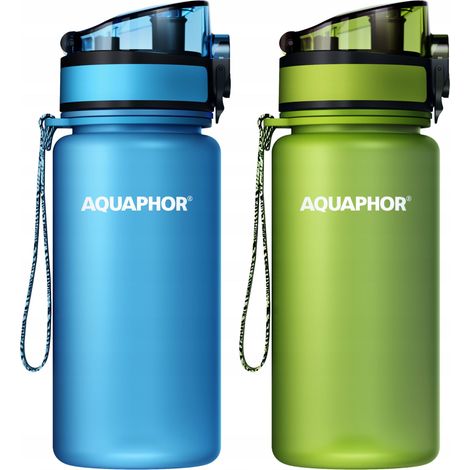 Flacone filtro Aquaphor City da 0,35 litri blu e verde con cartucce (1/5)
