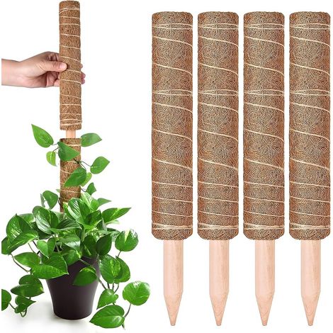4Pièces Tuteur Monstera pour Plantes,Tuteur Plante Grimpante Bâton de Coco,Poteau Totémique pour Plantes de Jardin et Pots (1/5)