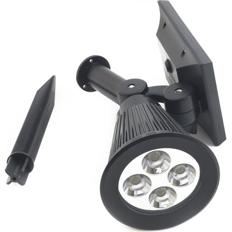 TRADE SHOP - Faretto A Led Luce Bianca Con Pannello A Energia Solare Picchetto Giardino Ip65 - (1/4)