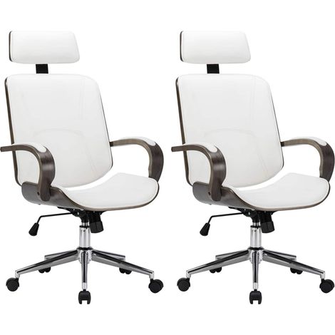 Sillas de Oficina Giratorias con Respaldo 2 uds. Blanco y gris vidaXL (1/5)