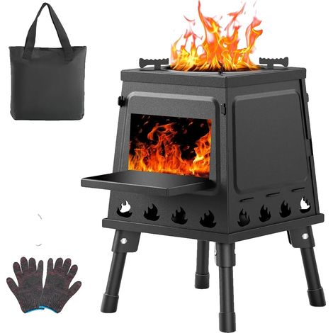 Hornilla de camping, diseño plegable, opciones de cocina versátiles, color negro. (1/2)